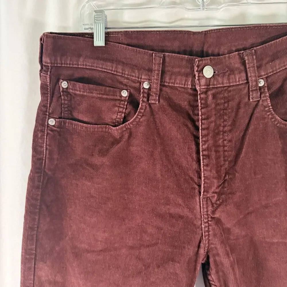 Levis 502 Corduroy Pants Men's 34x34 Red 5 Pocket Cotton Blend Button Zip